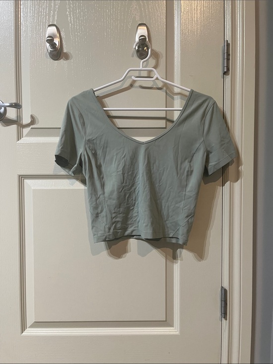 lululemon athletica Tops - lululemon athletica Sage Green V-Neck Cropped Tee